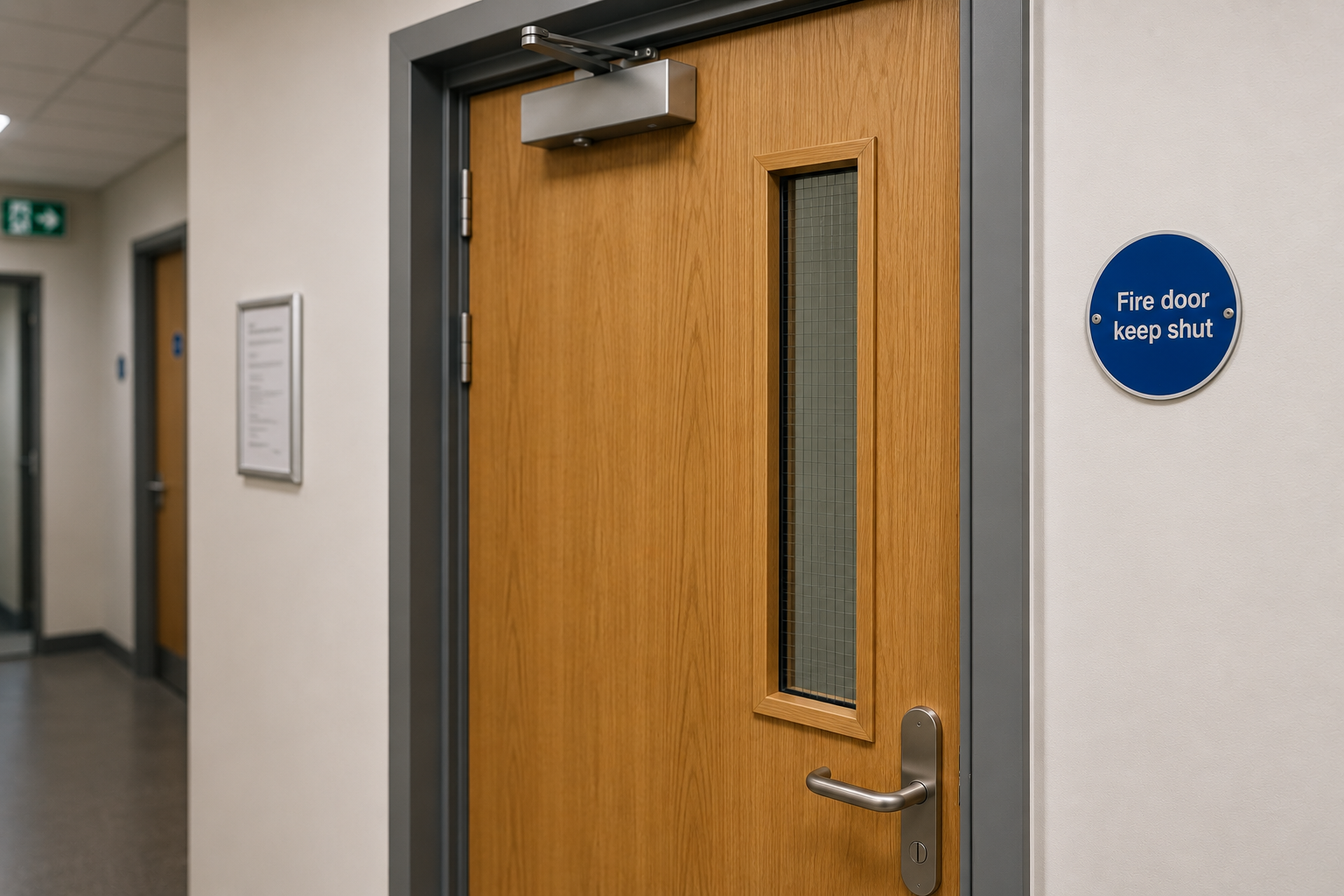 Fire door survey being carried out by a competent inspector